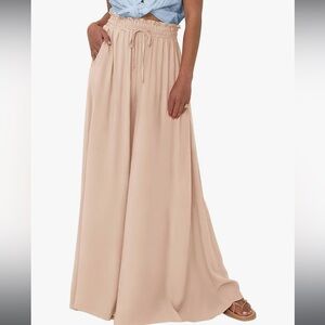 Beige Plazzo Wide Leg Pants